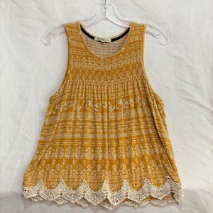 Rewind Yellow Tank - Frilled and Patterned - Size M (Pre-Owned)